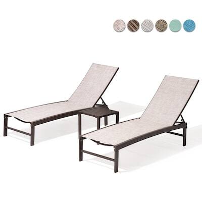 Angle. Crestlive Products - Crestlive Products Set of 2 Brown Aluminum Frame Stationary Chaise Lounge Chair Beige Texteline Sling Seat - Beige.