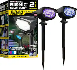 Bell + Howell - Bionic Color Burst Solar Powered Waterproof Pathway Lights- 2 Pack