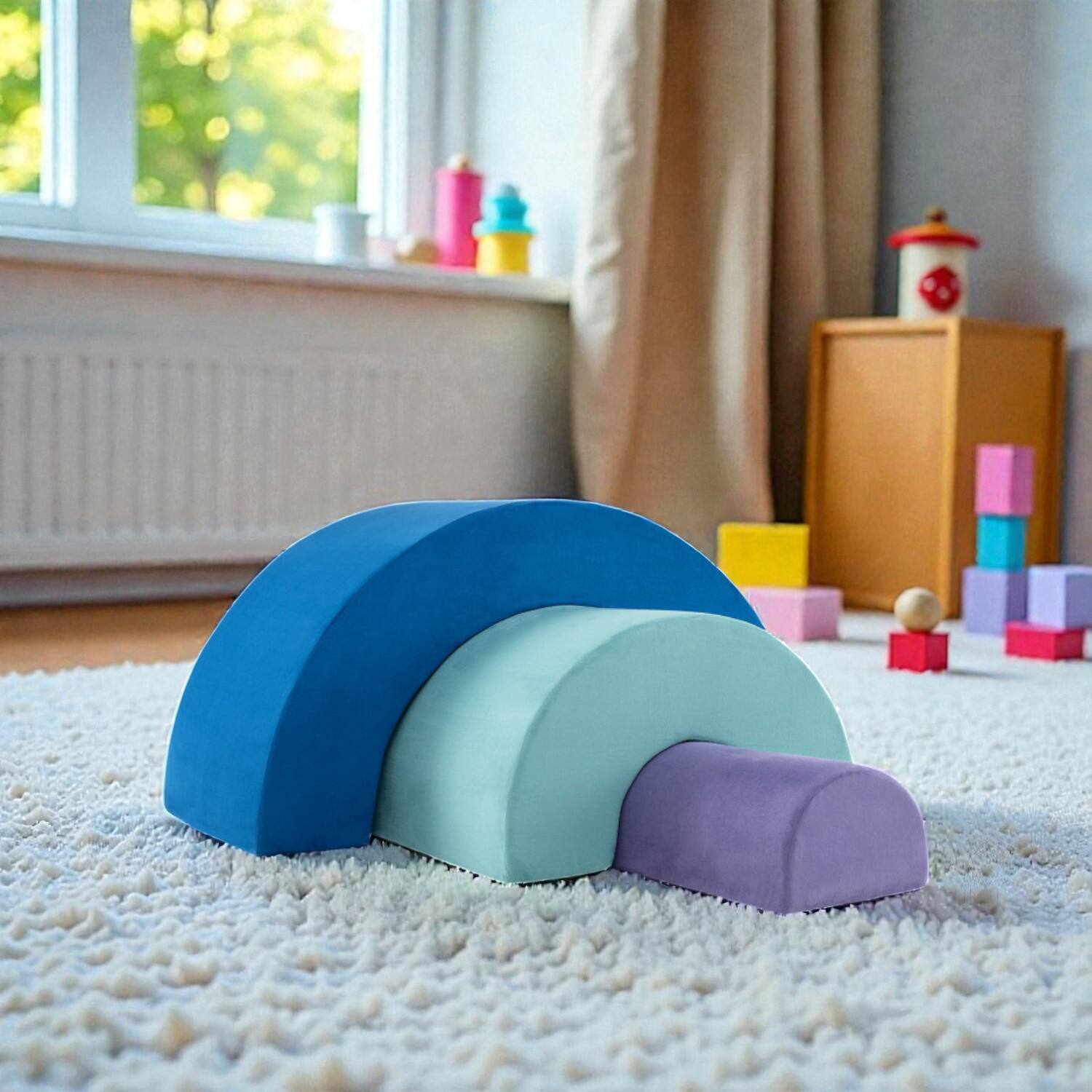 Front. BreeBe - Foam Rainbow Climber Set with Washable Fabric Covers for Kids - Multicolor.