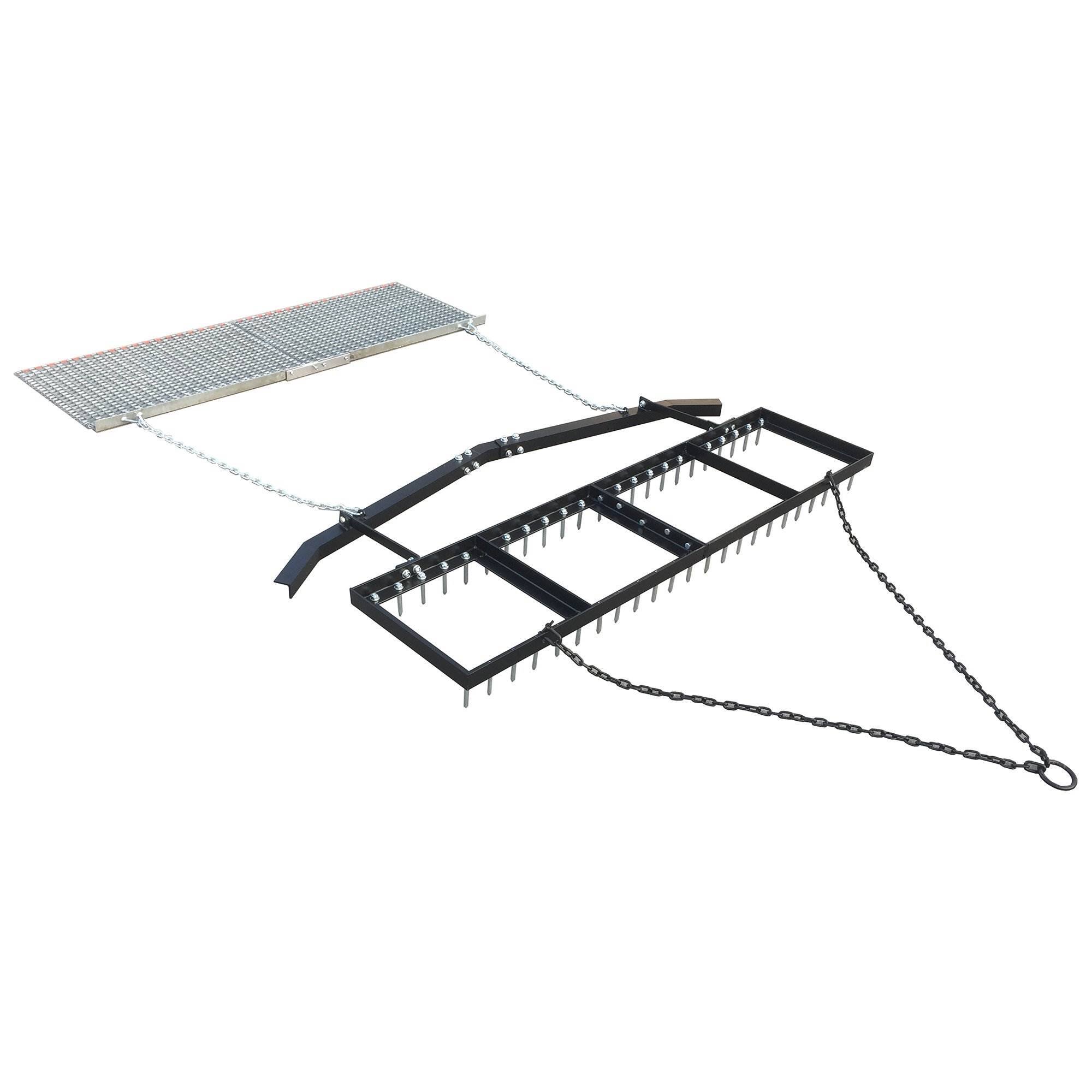 Front. Yard Tuff - Yard Tuff 6' Spike Drag with Surface Leveling Bar and Drag Mat for ATV/UTVs - Black.