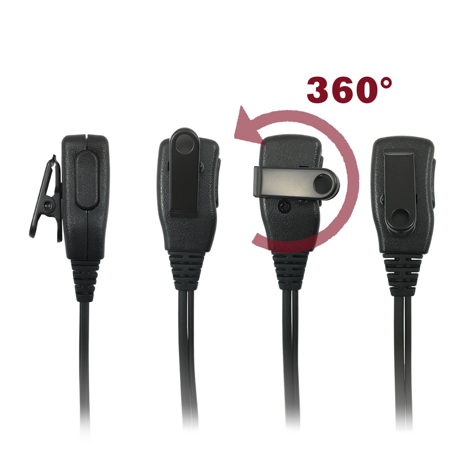 Left. ProMaxPower - 1.5-Wire Swivel Earpiece with PTT Mic for Kenwood, Baofeng, Retevis & Other Radios - Black.
