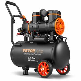 VEVOR - 6.3 Gallon Air Compressor, 2 HP 3.35 CFM@90PSI Air Compressors with Max. 116PSI Pressure, Oil Free Compressor Tank - Black;Orange