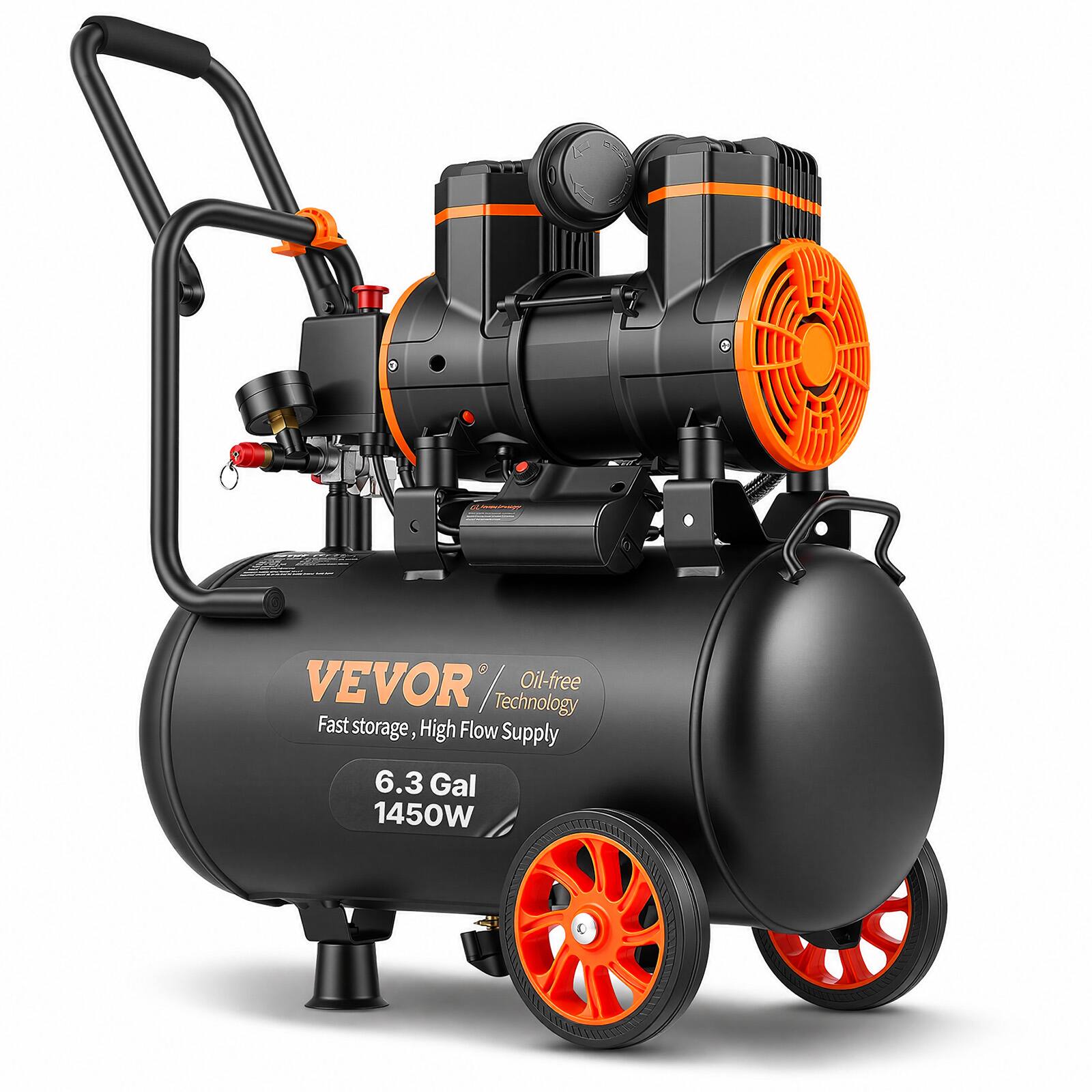 VEVOR Oil-free Technology  
Fast storage, High Flow Supply  
6.3 Gal  
1450W