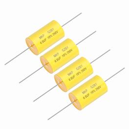Unique Bargains - 4pcs 6.8uf Frequency Divider Capacitor, 250V Axial Audio Speaker Crossover MKP Film Capacitor - Yellow