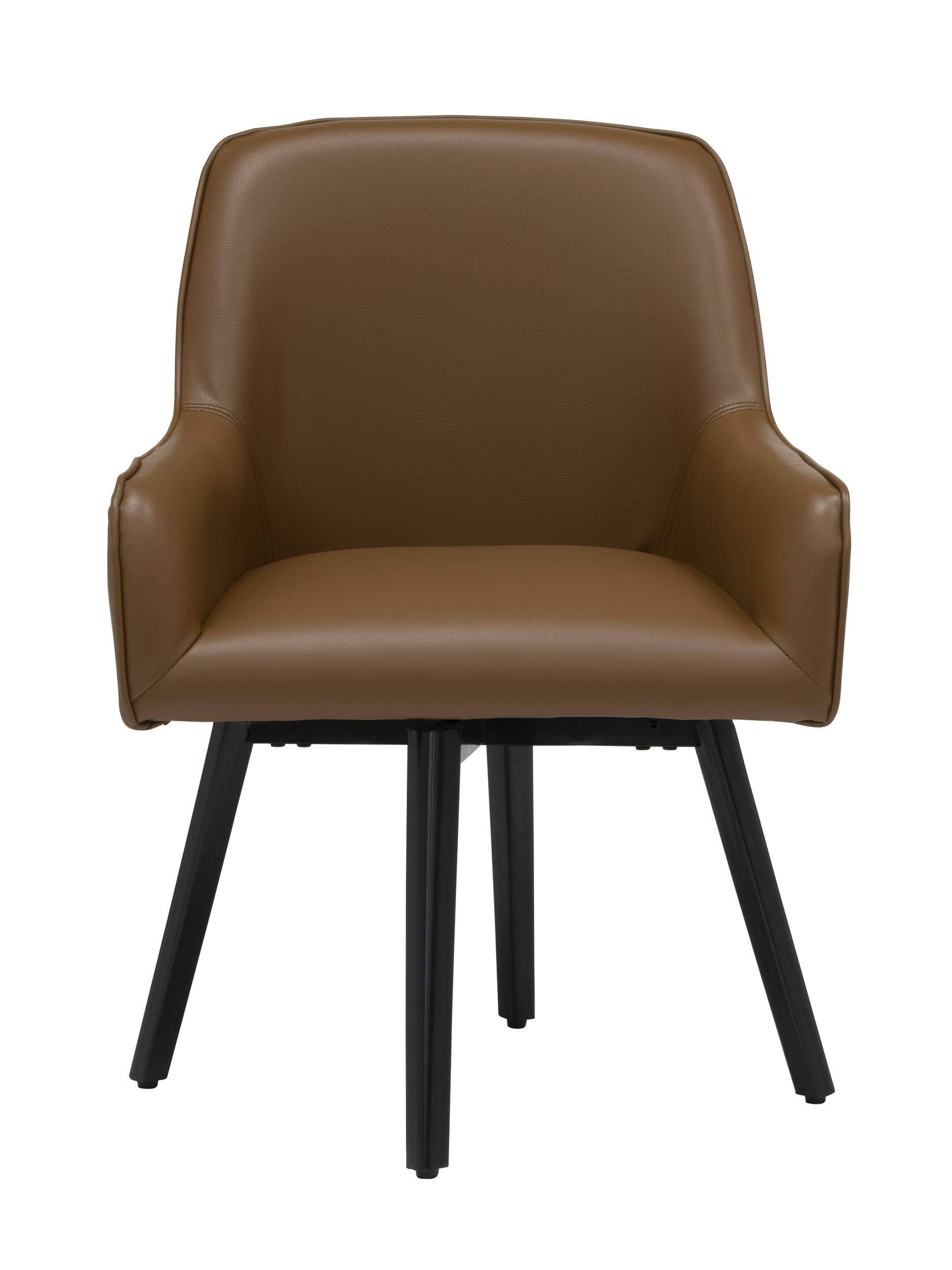 Alt View 1. JETRANSPORT - Studio Designs Home Spire Luxe Swivel Accent Chair With Arms Guest/dining/office Black/caramel Brown Blende... - Caramel.