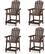 Front. Costway - 4 PCS Tall Bar Stool HDPE Patio Chair with Armrest Footrest Home Indoor Outdoor - Brown.