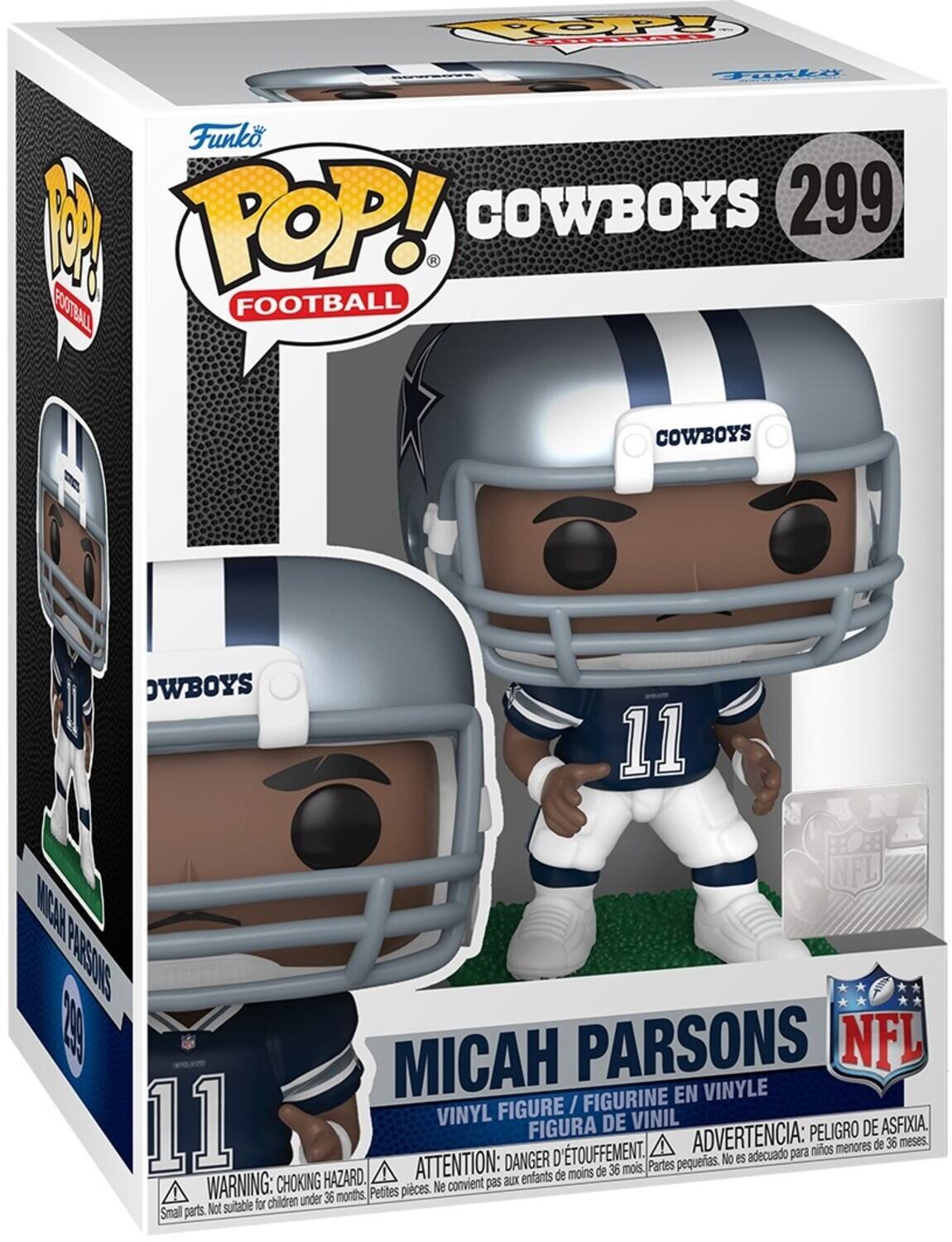 TOOPY a Topki  Funko 1 POP! COWBOYS 299 R FCOTAL FOOTBALL COWBOYS OWBOYS 11 NFL MACAA PARSOINS 1 MICAH PARSONS NFL FIGURINE EN VINYLE FIGURE / 11 VINYL DE VINIL ASFIXIA, FIGURA ADVERTENCIA: PELIGRO DE nios menores de 36 meses ATTENTION: DANGER D'TOUFFEMENT. Partes pequeas. No es adecuado para de moins de 36 mois. CHOKING HAZARD. convient pas aux enfants WARNING: under 36 months Petites pieces. Ne Not suitable for children Small parts