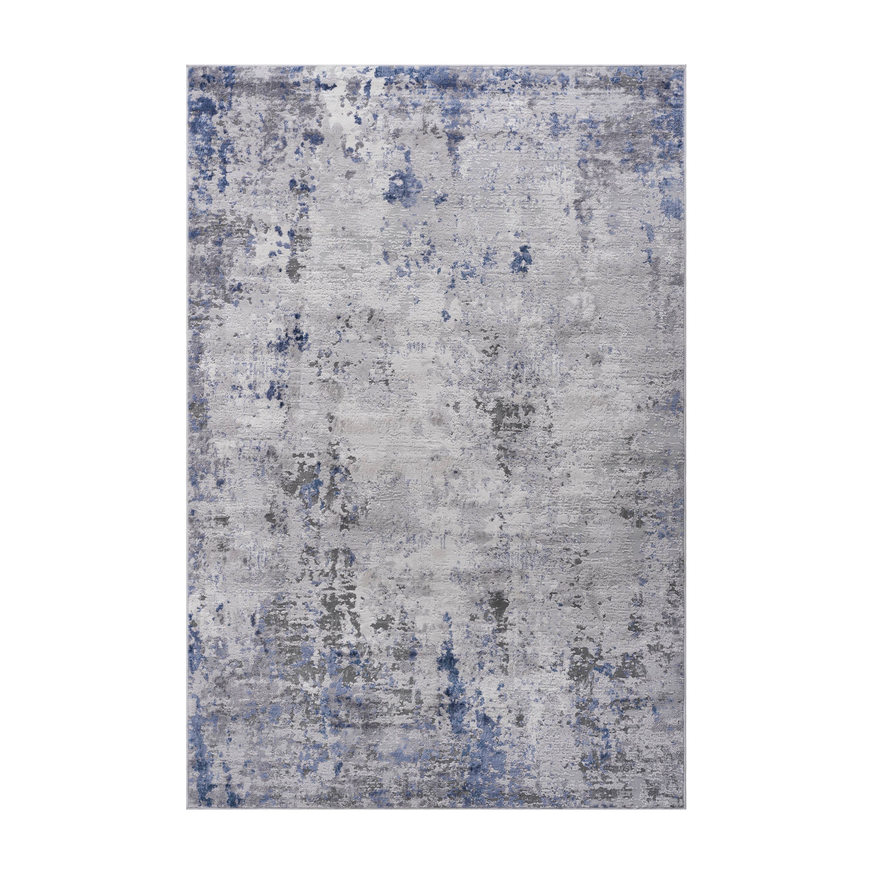 Front. TinyHomie - Collection 5X7 Silver/Blue/Abstract Non-Shedding Living Room Bedroom Dining Office Stylish and Stain Resistant Area Rug - Silver.