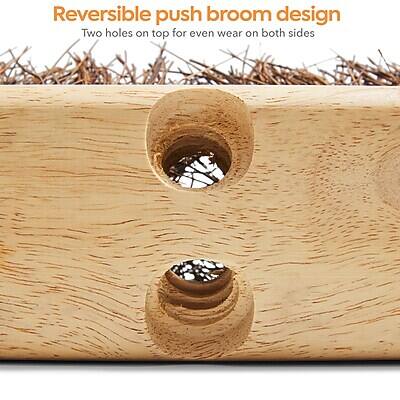 Reversible push broom design  
Two holes on top for even wear on both sides