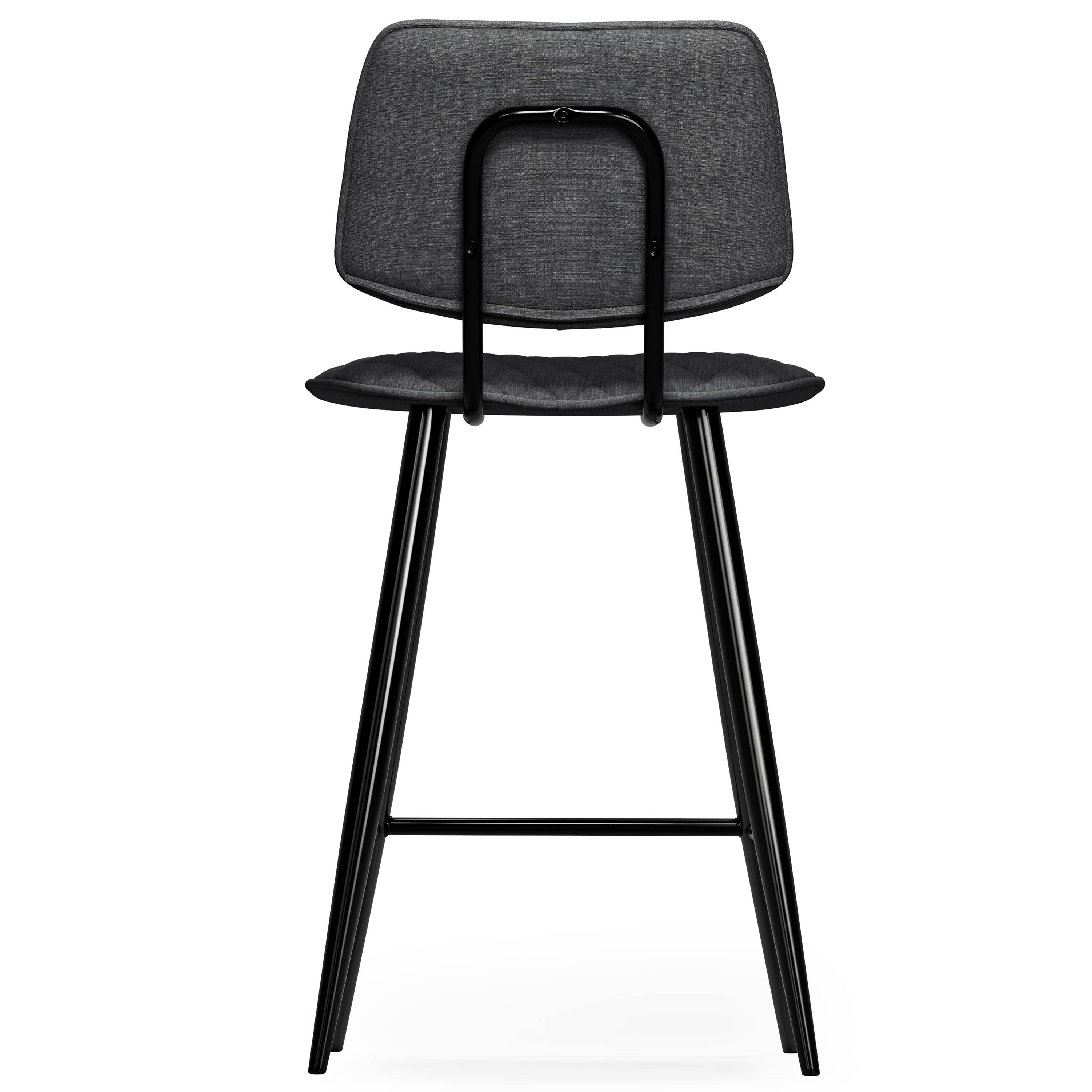 Alt View 1. Simpli Home - Raya Contemporary 16 inch Counter Height Stool (Set of 2) in Charcoal Polyester linen fabric - Charcoal.