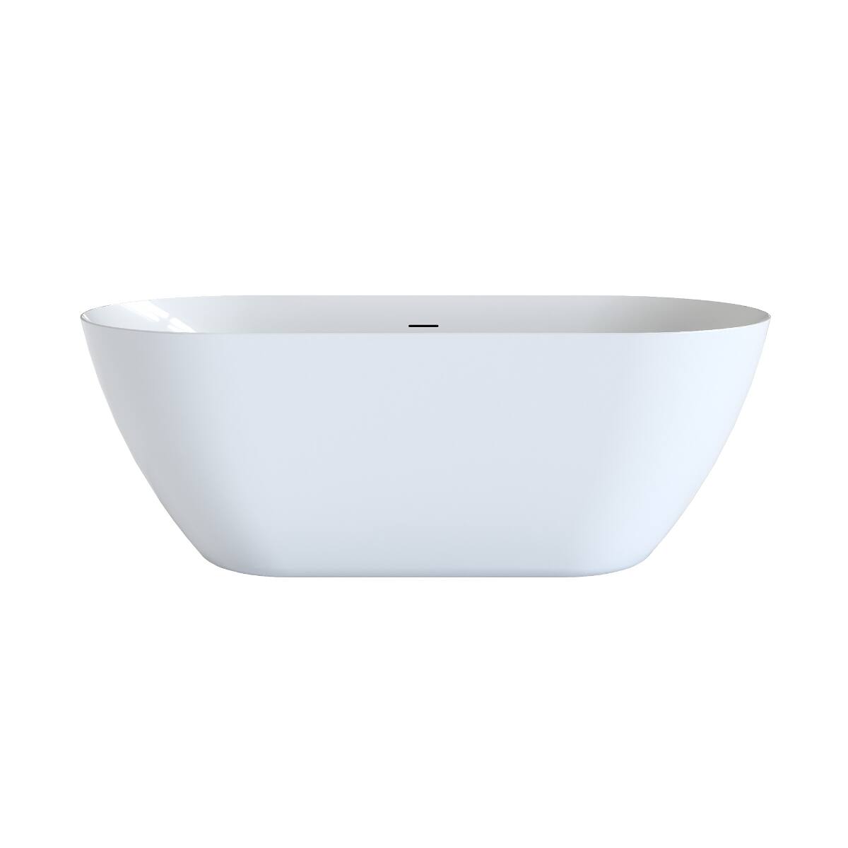 Alt View 9. Loheer - Loheer Acrylic Freestanding Bathtub Oval Deep Soaking Tub with Pop Up Drain Integrated Overflow Glossy White 63 Inch - Glossy White.