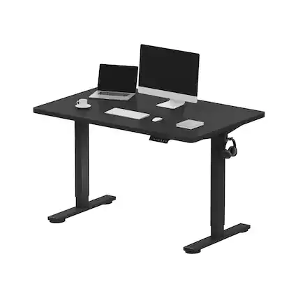 Front. FlexiSpot - FlexiSpot E2 48''W x 30''D Electric Adjustable Standing Desk Chipboard, Black/Black - Black.