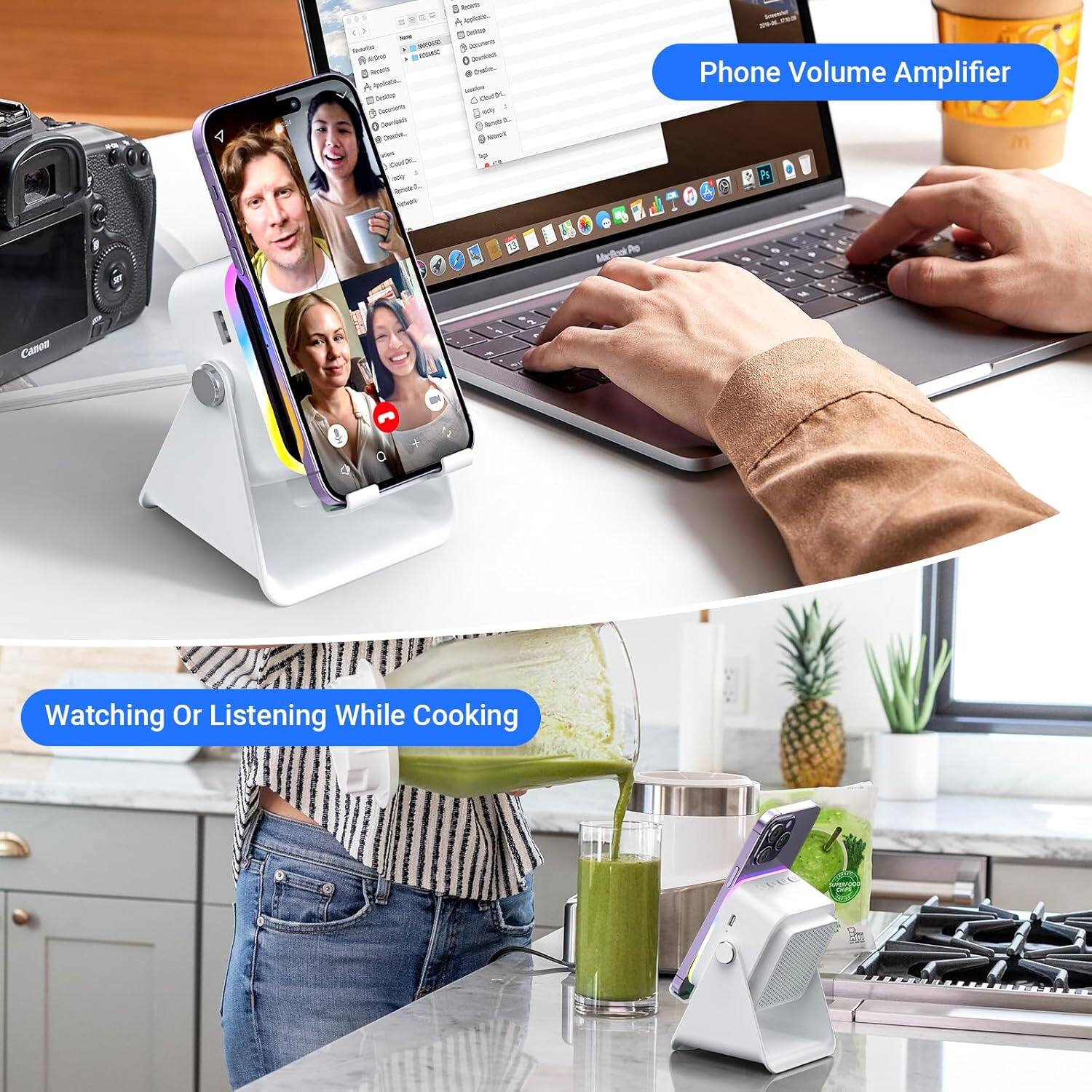 Phone Volume Amplifier

Watching Or Listening While Cooking