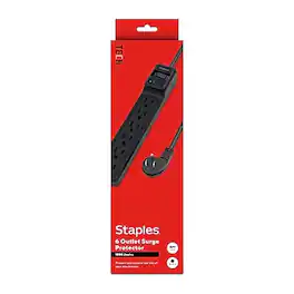 Staples TECH - 6-Outlet Surge Protector, 4', 1800 Joules - Black