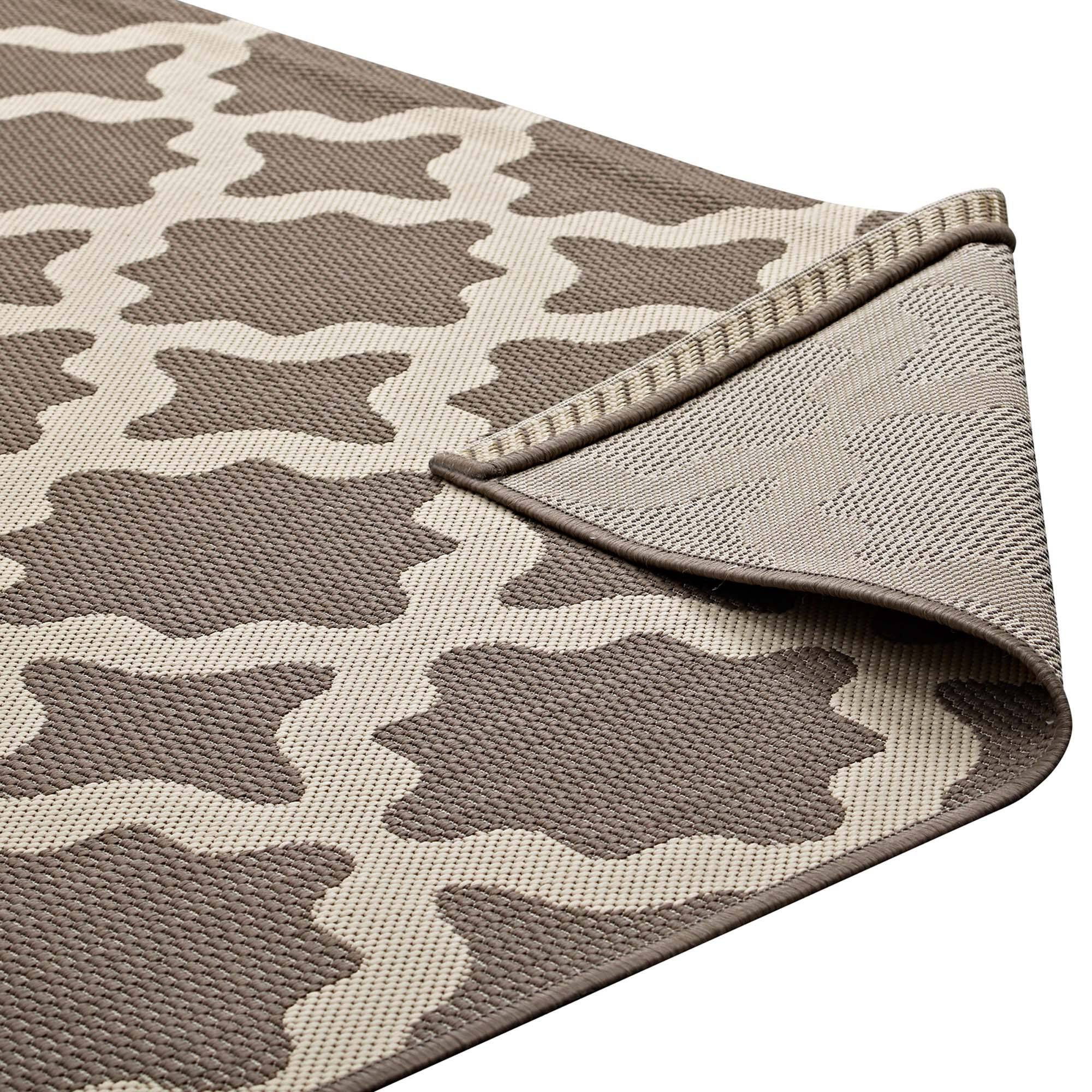 Alt View 5. Modway - Cerelia Moroccan Trellis Indoor and Outdoor Area Rug - Light and Dark Beige.