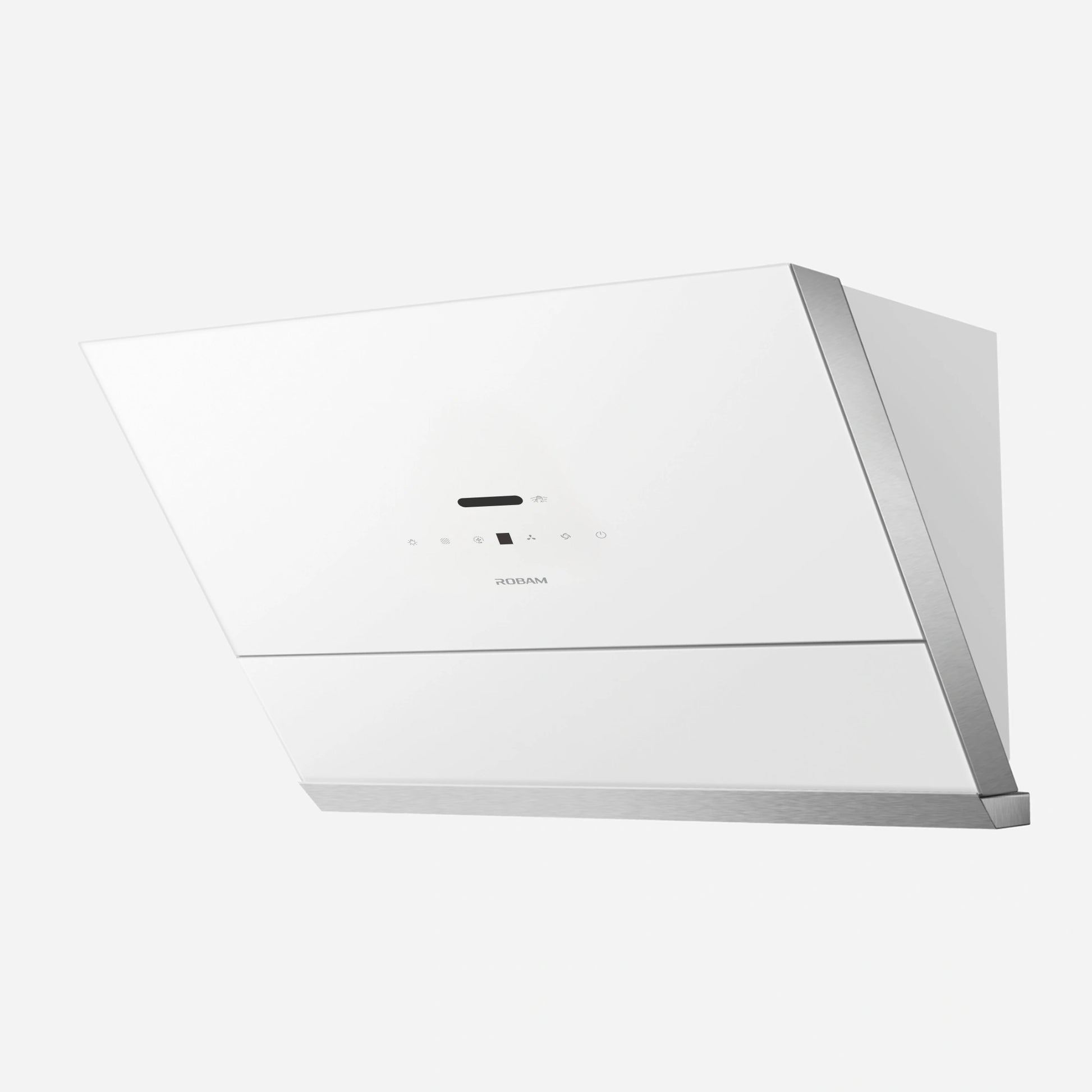 Angle. Robam - R-Max 36" Range Hood: 1400 CFM, Wall/Cabinet Mount, Auto-Suction, Gesture Control, BLDC Motor, Delay Shut-Off - White.