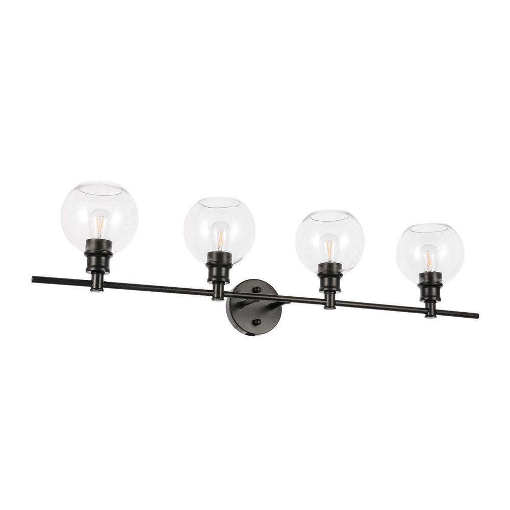 Alt View 7. Living District - Collier 4 light Black and Clear glass Wall sconce - Black And Clear Glass.