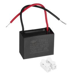 Unique Bargains - 3.5uF CBB61 Ceiling Fan Capacitor, AC 450V 2 Wires with Terminal Blocks for Pump Motor Generator Blower - Black