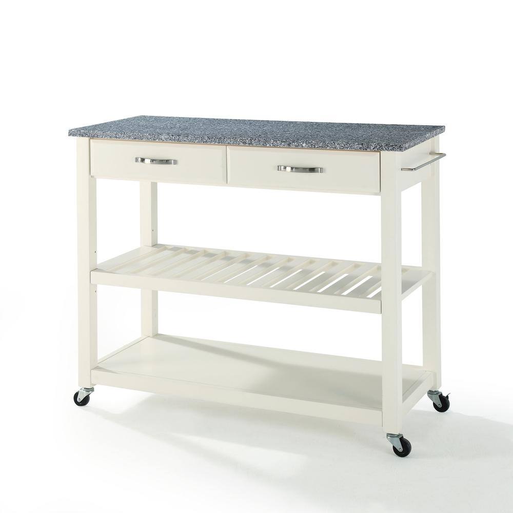 Left. Crosley Furniture - Granite Top Kitchen Prep Rolling Cart - White.