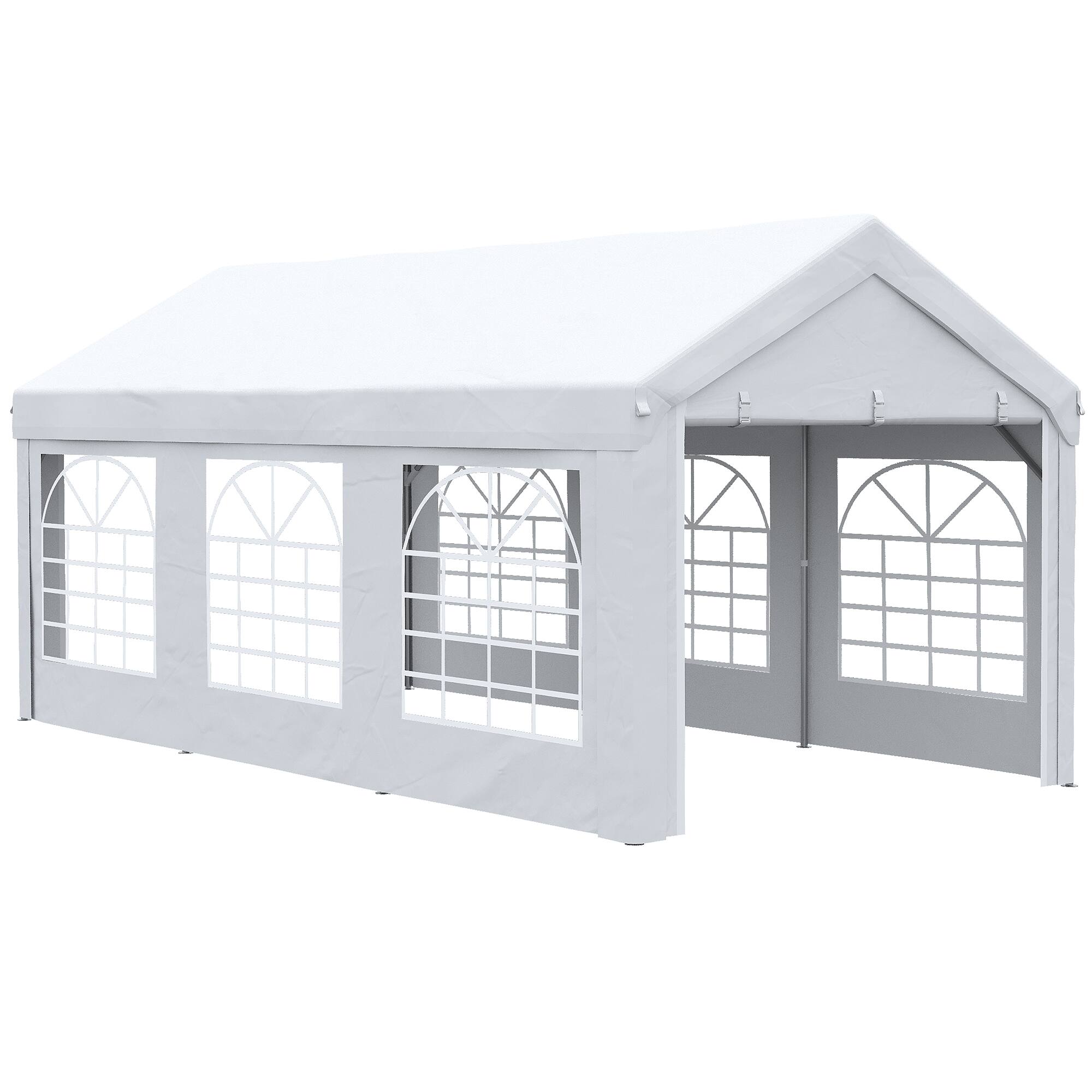 Outsunny - 19.7' x 9.7' Heavy Duty Party Tent & Carport with Removable Sidewalls and Double Doors, Large Canopy Tent - White
