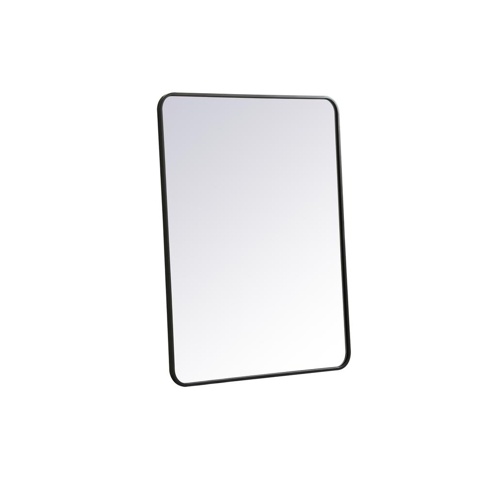 Left. Elegant Decor - Soft corner metal rectangular mirror 30x40 inch in Black - Black.