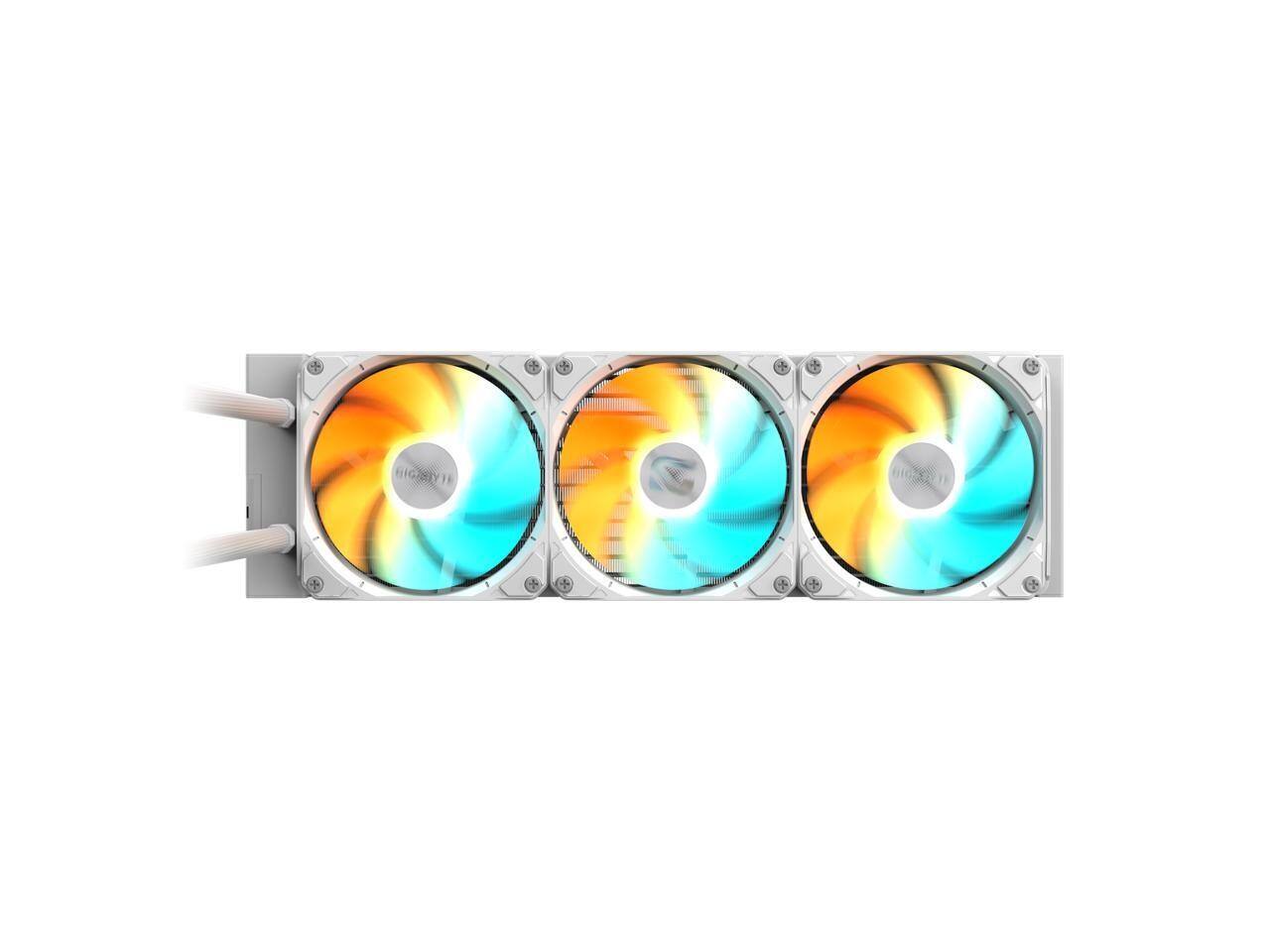 Angle. GIGABYTE - gaming 360 ice liquid cpu cooler, 360mm radiator with 3x 120mm low nois - Multicolor.