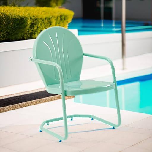 Alt View 1. Crosley Furniture - Griffith Retro Outdoor Chair - Aqua Gloss.