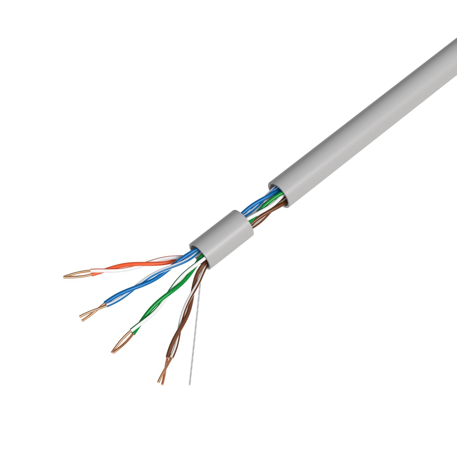 Left. Cables Direct Online - 500ft Cat5e Solid 24AWG Cable UTP Cat5 Bulk Pull Box Network Copper Clad Aluminum LAN Wire, Unshielded, Gray.