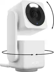 Front. Wyze - Wyze Cam Pan v4, Indoor/Outdoor, Plug-in 4K Security Camera with 360° Pan/Tilt & Color Night Vision - White.