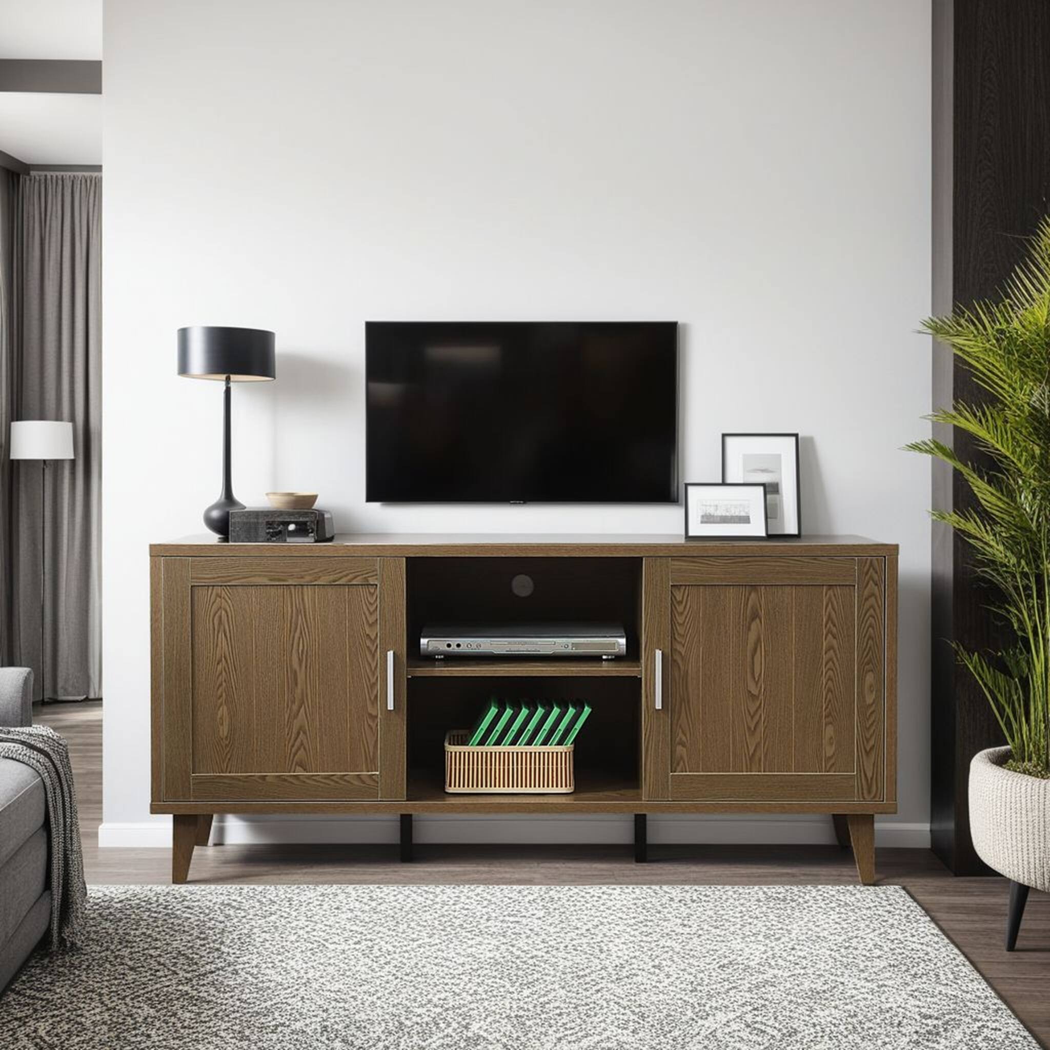 Back. APRILSOUL - Modern 60 Inch TV Stand for TVs up to 65 inches Classic Walnut Finish - Brown.