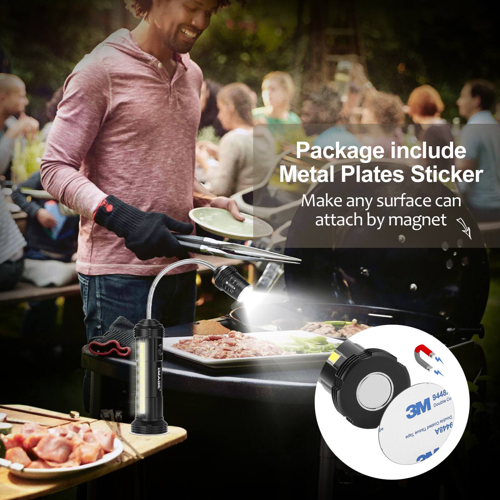 Package include Metal Plates Sticker  
Make any surface can attach by magnet  

S1IP e IMADE be 9448  
a Double 3M Double Cnated 9448A Tlanue ade