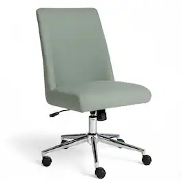 Martha Stewart - Maeve Upholstered Height Adjustable Swivel Home Office Chair - Sage Fabric/Polished Nickel Frame