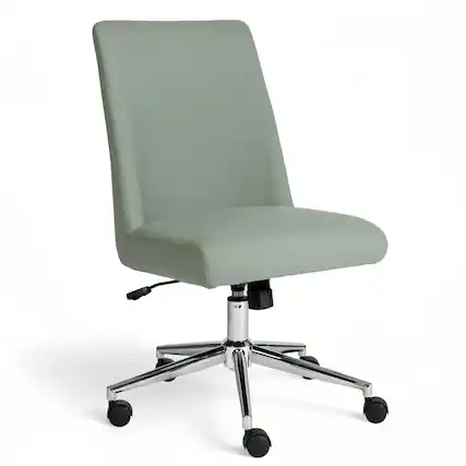 Front. Martha Stewart - Maeve Upholstered Height Adjustable Swivel Home Office Chair - Sage Fabric/Polished Nickel Frame.