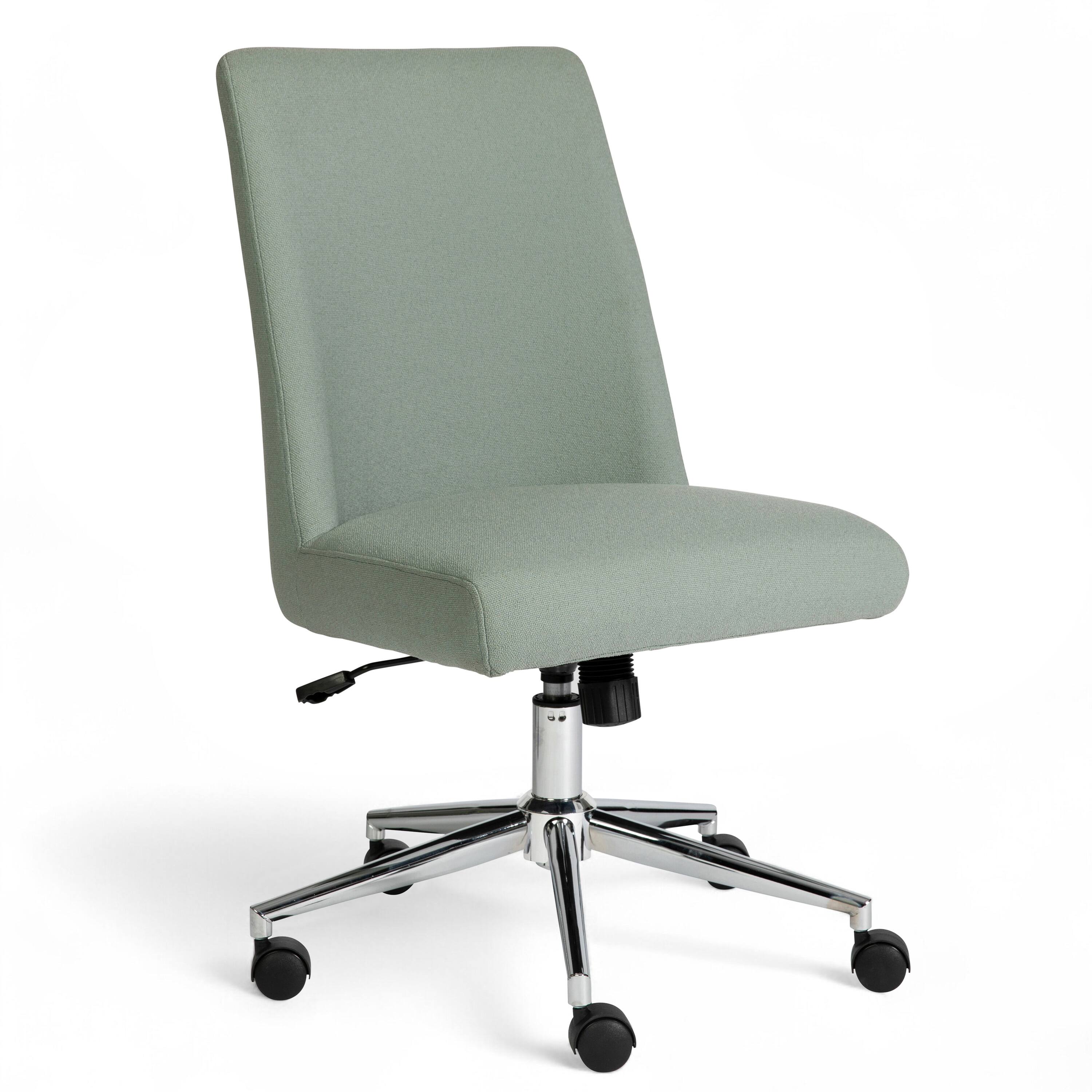 Front. Martha Stewart - Maeve Upholstered Height Adjustable Swivel Home Office Chair - Sage Fabric/Polished Nickel Frame.
