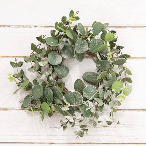 Angle. BreeBe - Snowy Eucalyptus Candle Ring - Green.