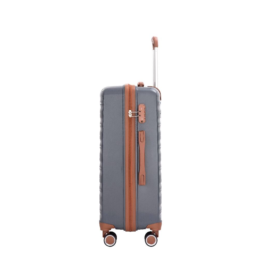 Left. Ropilly - Ropilly 5 Piece Luggage Set Polypropylene Hardshell Suitcase with TSA Lock and Spinner Wheels Dark Grey - Dark Grey.