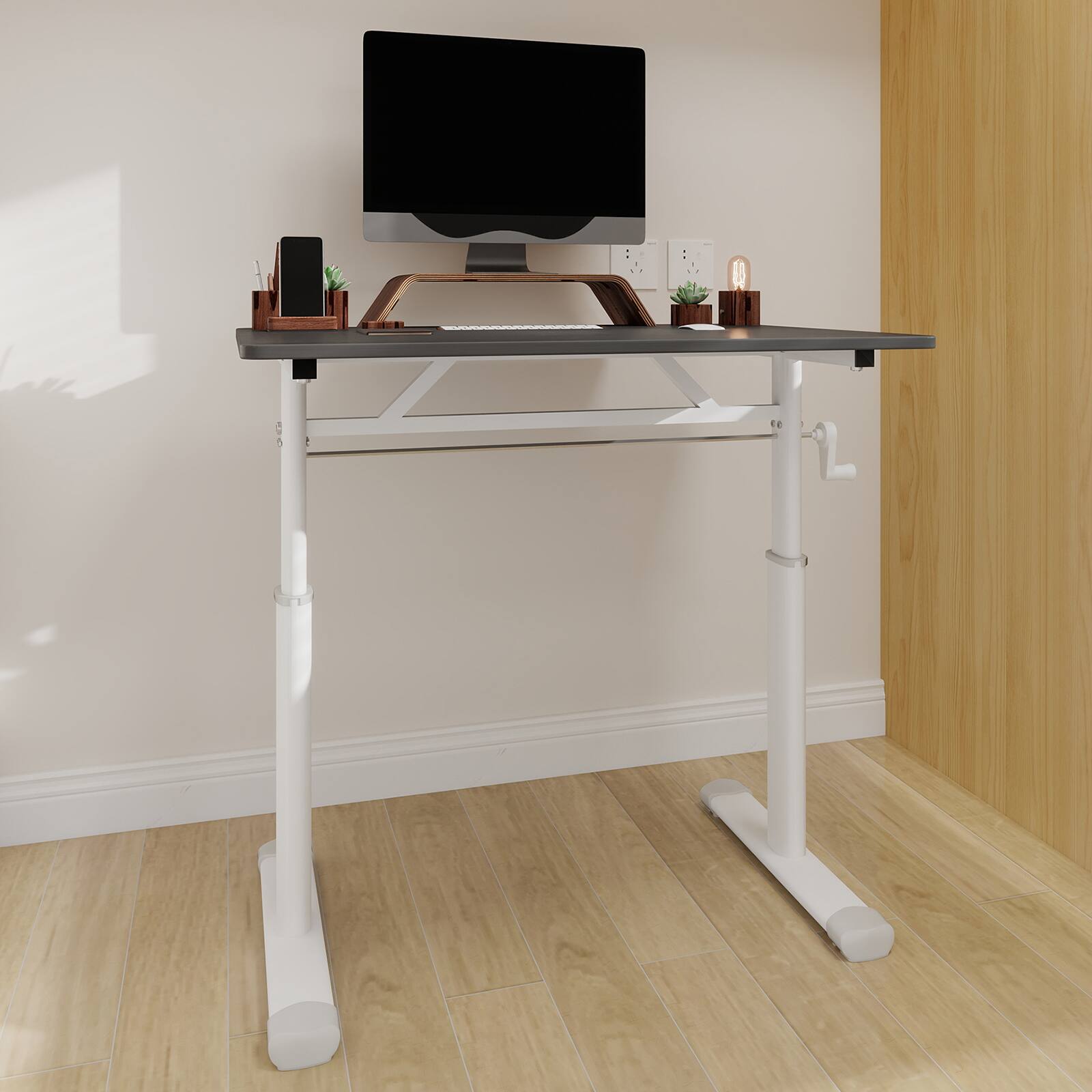 Alt View 5. GOODSILO - 31.5" Adjustable Height Desk - Ergonomic Sit Stand Table for Home Office & Study - Grey.