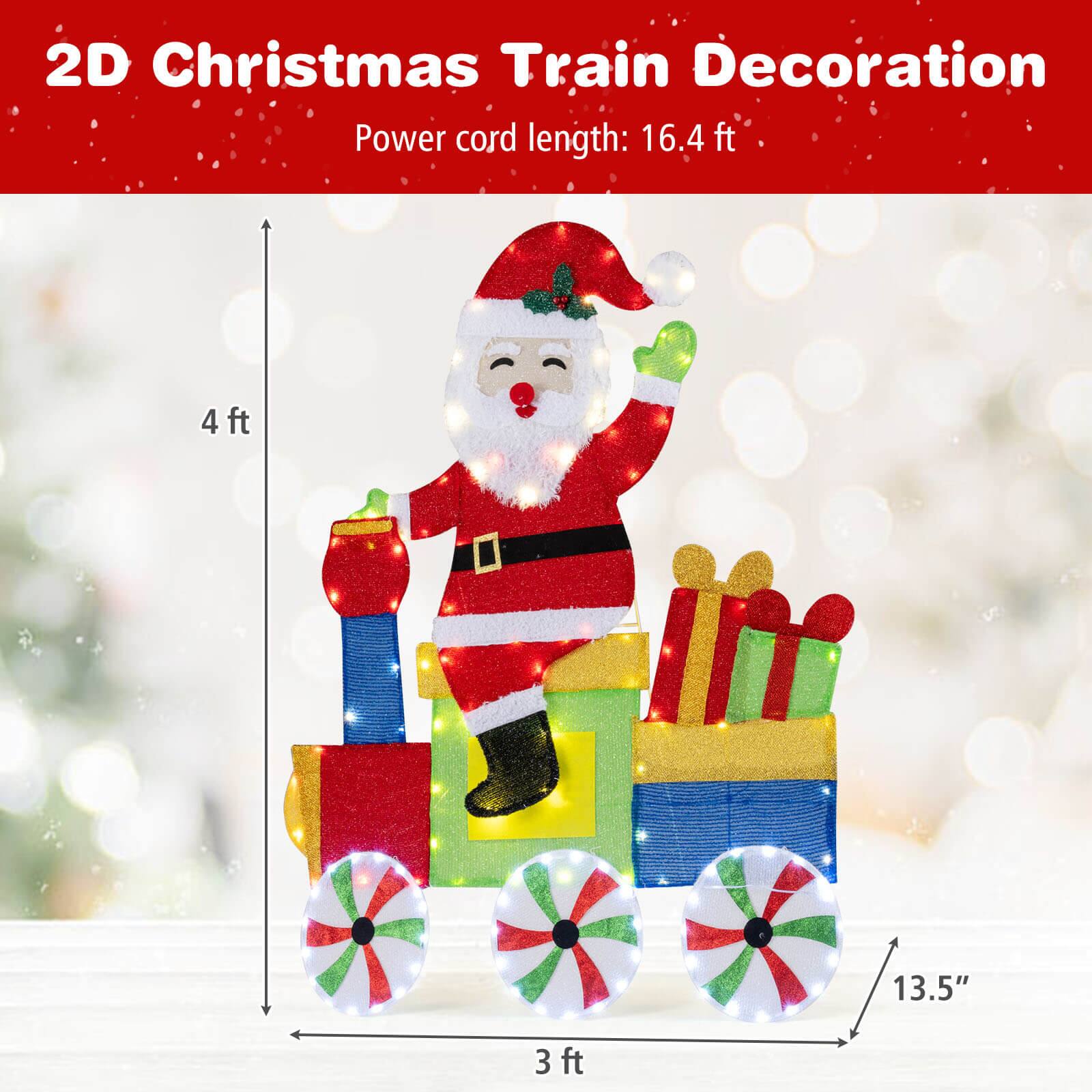 Alt View 2. Costway - Costway Lighted Santa on Train Christmas Decoration with LED Lights Gift Boxes - Multicolor.