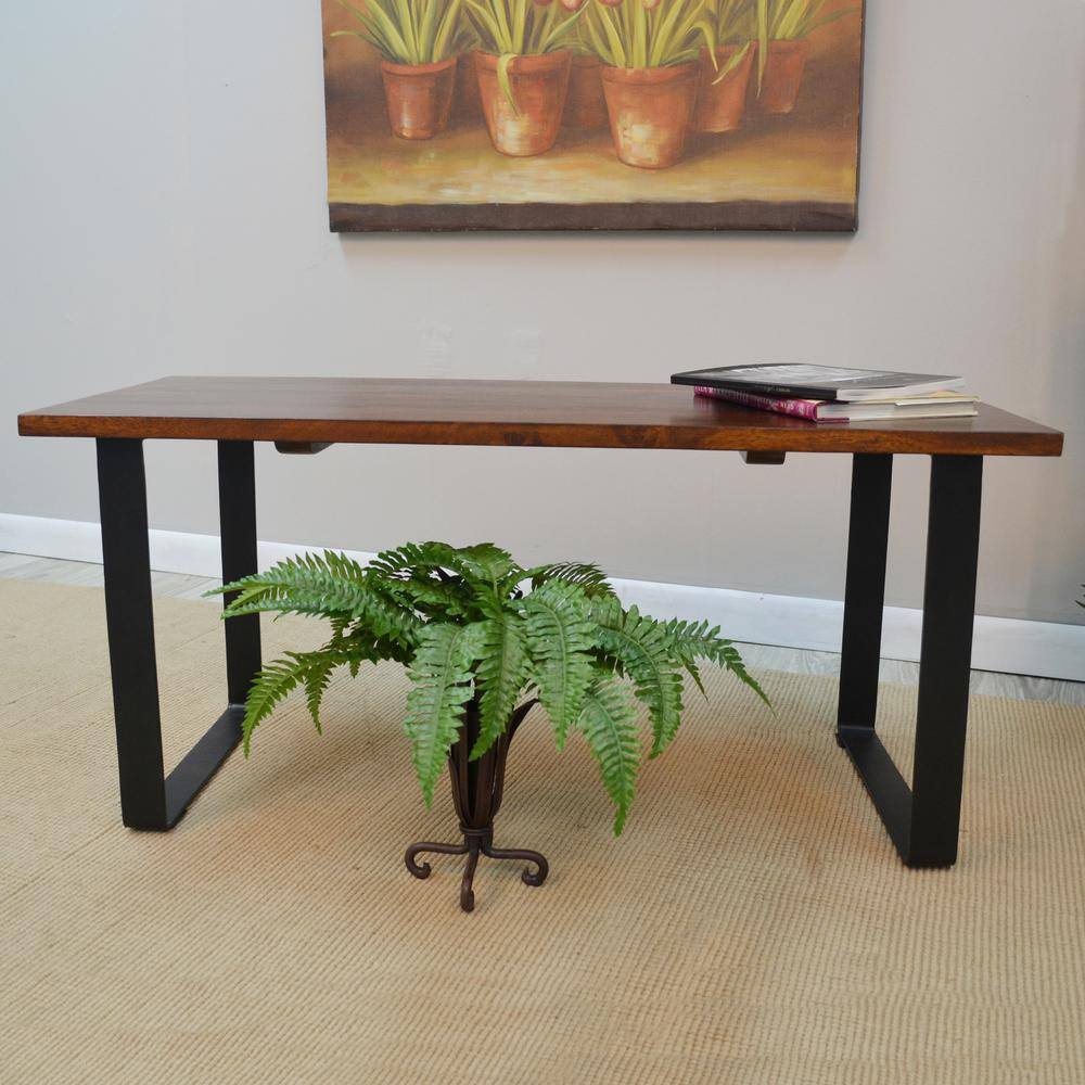 Alt View 2. Carolina Chair & Table - Braden Bench - Chestnut/Black - Chestnut, Black.