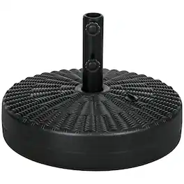 Outsunny - Stand for 1.5" or 2" Umbrella Poles, Round Fillable Umbrella Base for Outdoor, Lawn - Black