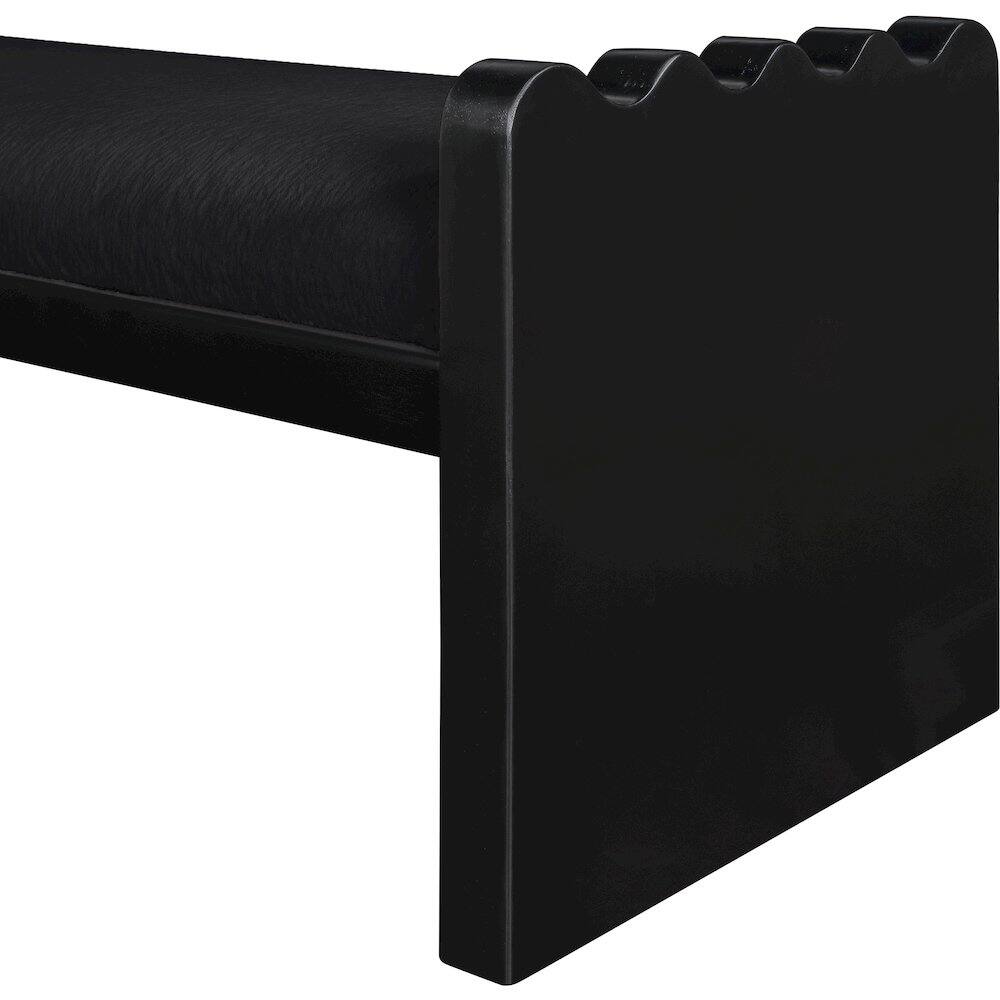 Alt View 4. Meridian Furniture - Sonia Black Velour Fur Fabric Bench - Black.