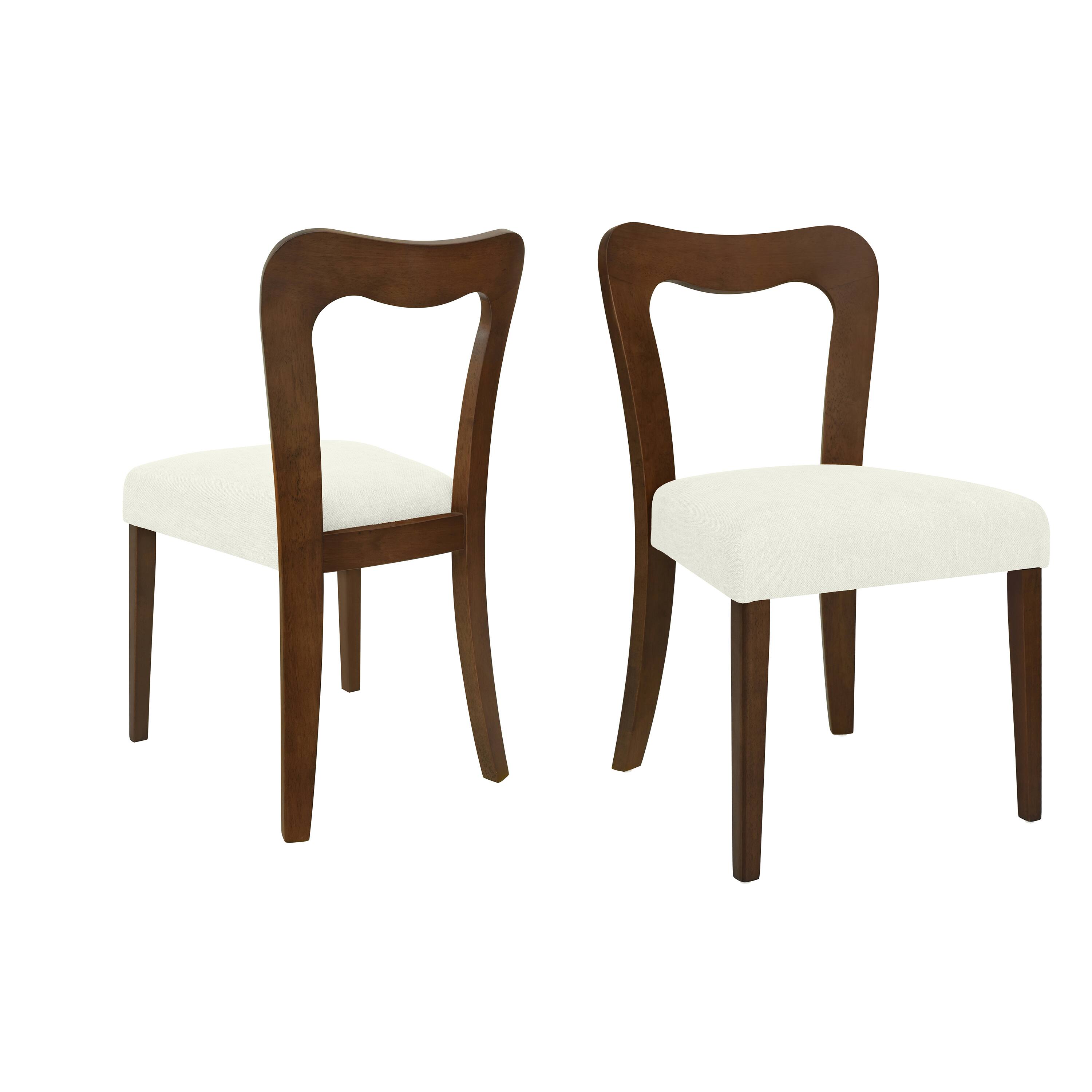 Angle. TinyHomie - Dining Chair Without Armwalnut beige Set of 2 - Beige and Walnut.