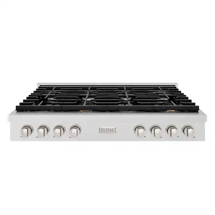 Front. ZLINE - ZLINE 48 in. Paramount Gas Rangetop with 8 Burners (SRTS-48) - Stainless Steel.