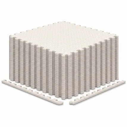 Front. Costway - Costway 24 Tiles 25" x 25" Puzzle Exercise Mat with Borders for Home Gym Playroom 104 sq.ft - Beige.