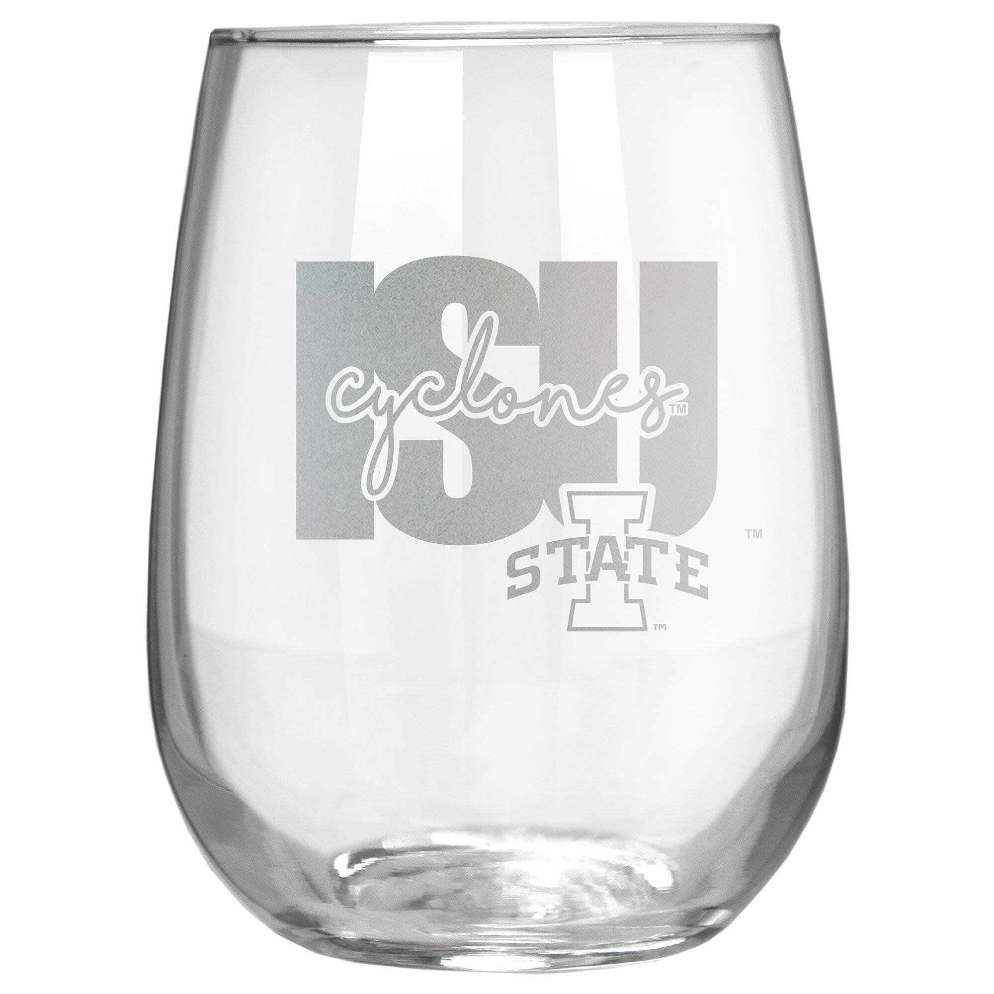 Front. Great American Products - Iowa State Cyclones Etched 17oz. City Stemless Wine Glass - Multicolor.