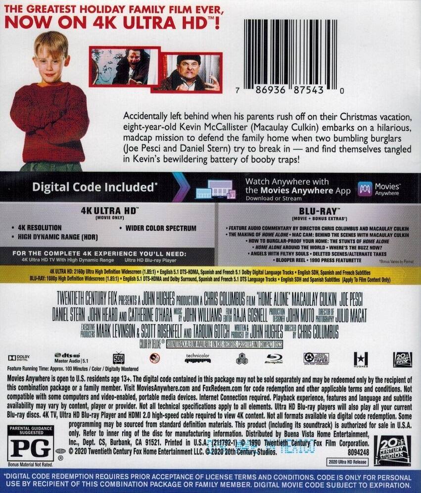 Alt View 1. Home Alone   - 4K Blu-Ray.