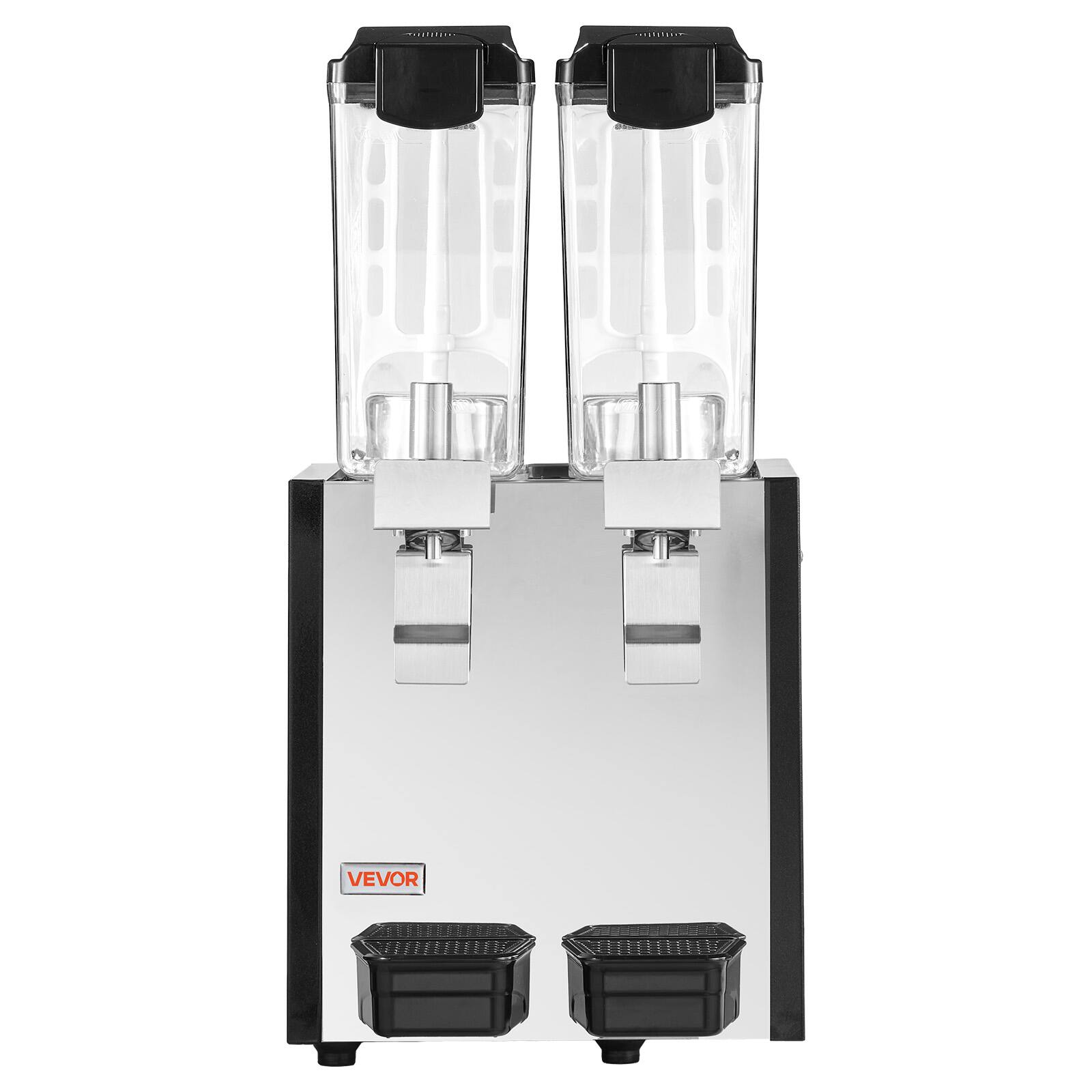 Alt View 5. VEVOR - Commercial Beverage Dispenser 2 Tanks 10 L / 10.6 QT Per Tank, Stainless Steel Juice Dispenser, Ice Tea Drink Machine - Black;Silver.