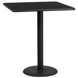 Emma + Oliver - 36" Square Laminate Table Top with 24" Round Bar Height Table Base - Black