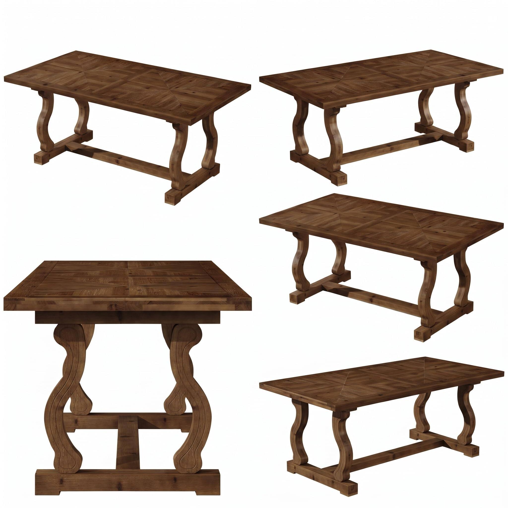 Alt View 5. Tribesigns - 63" Wood Dining Table, Farmhouse Kitchen Table Seats 4-6 People - Walnut.