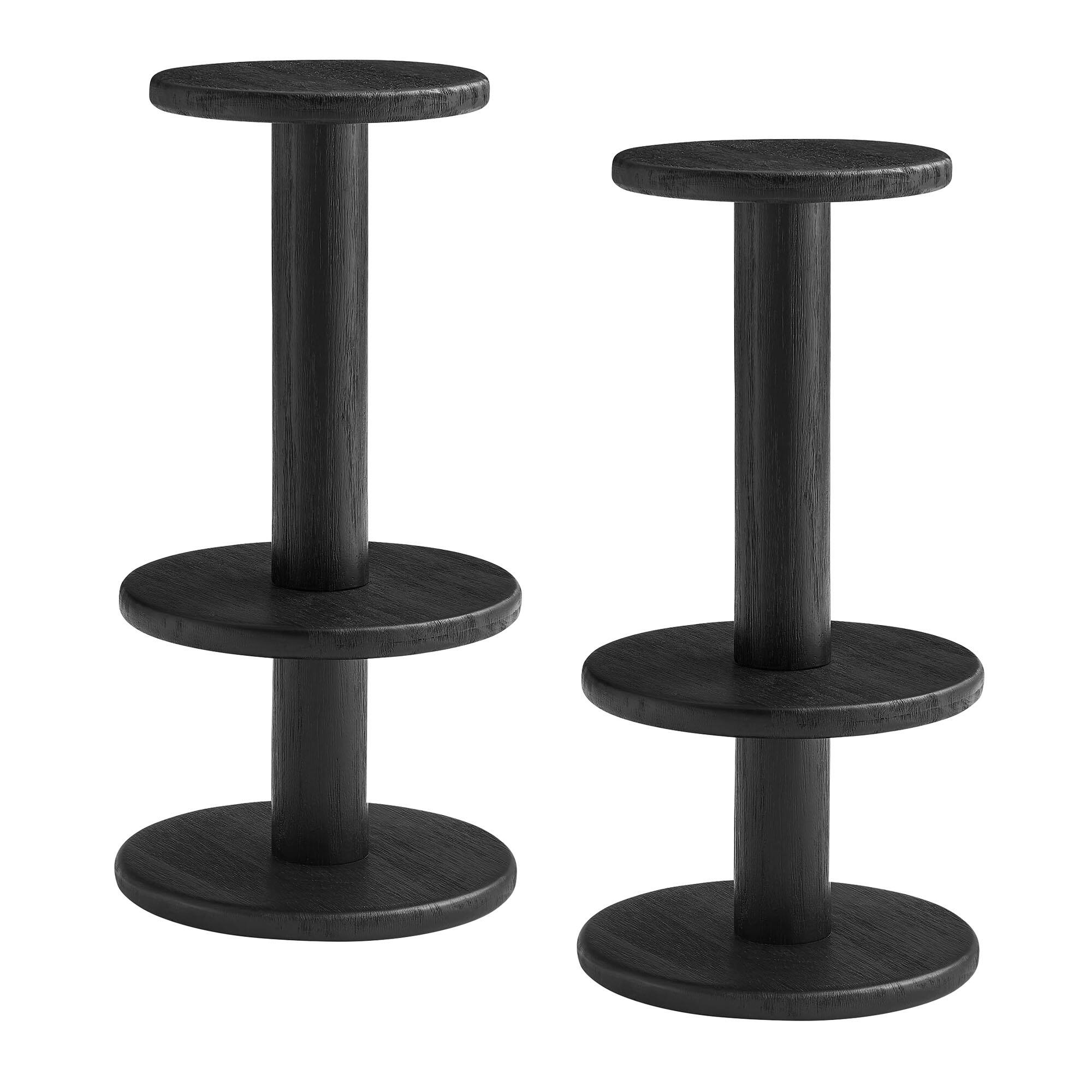 Angle. Modway - Neo 15 Inch Round Indoor - Outdoor Patio Wood Bar Stools by Modway - Black.